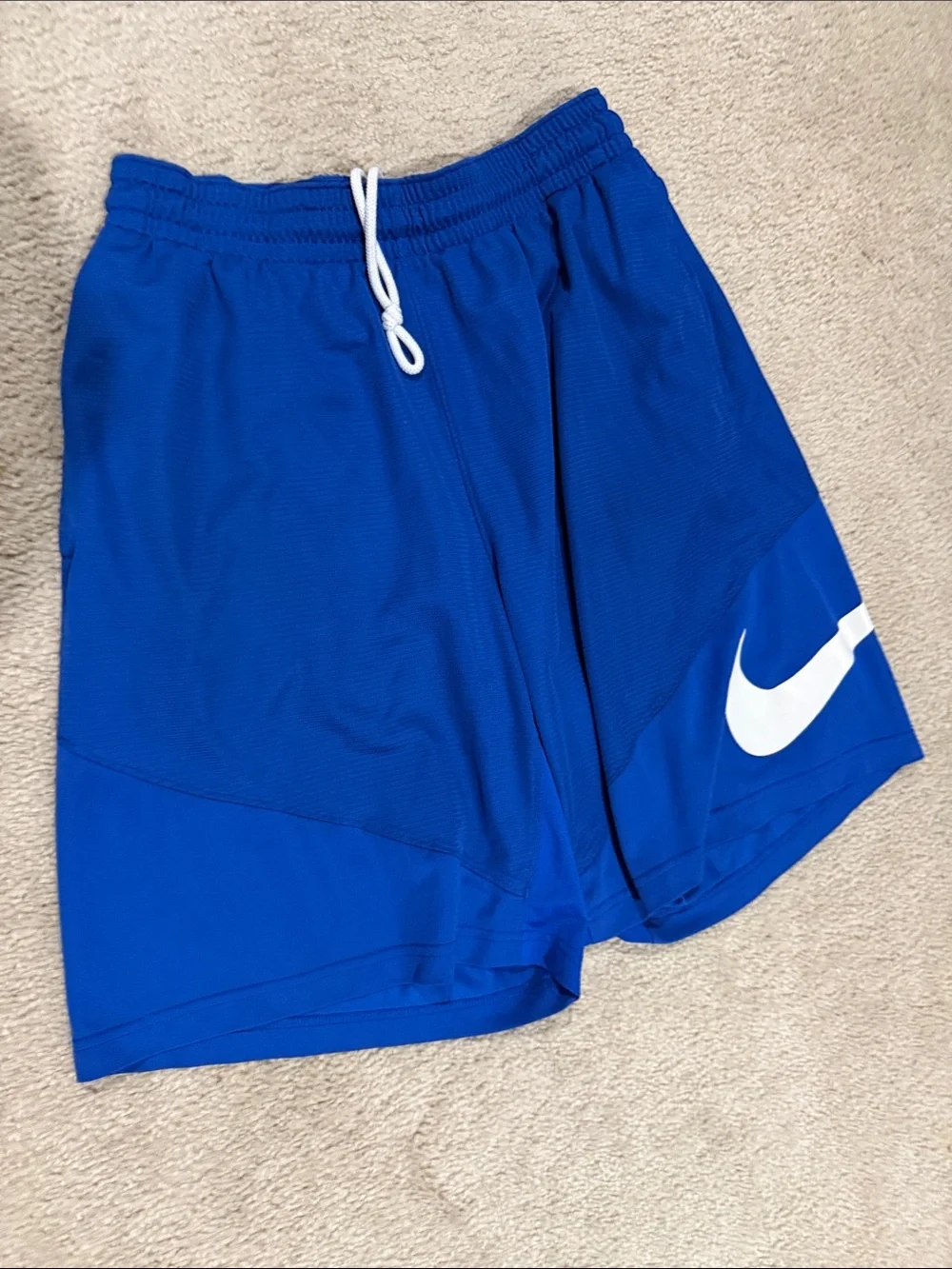 Nike Men's Bright Blue Athletic Shorts with White Swoosh